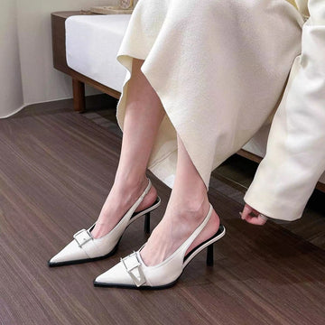 Xajzpa New Women's Shoes Pumps Sandals Spring Fashion Pointed Toe Slingbacks Female Footwear Summer Ladies Shallow Shoes High Heels
